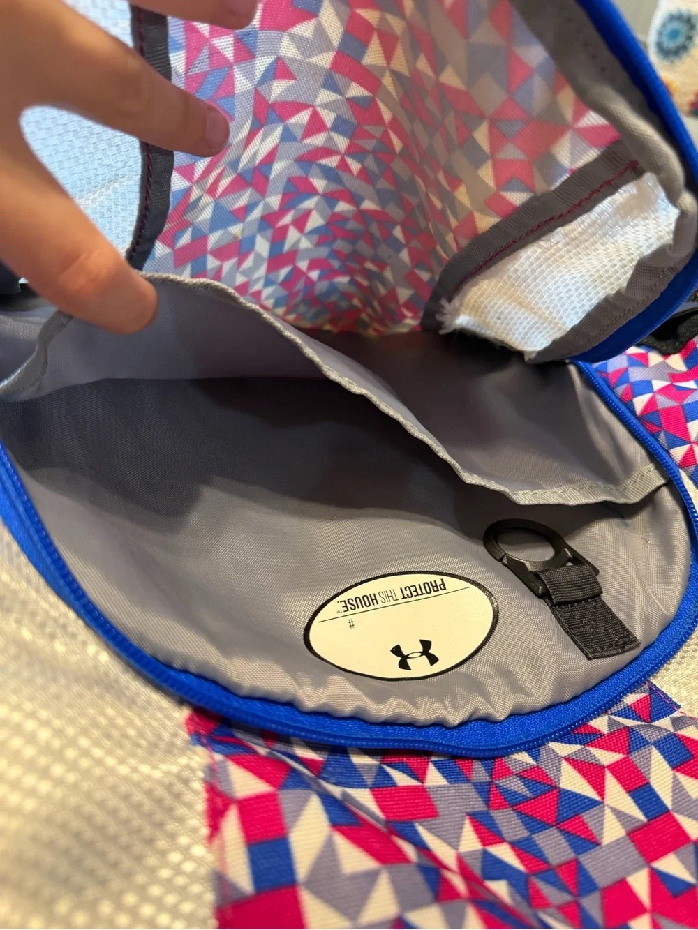 Under Armour Blue Pink Geometric Sport Backpack